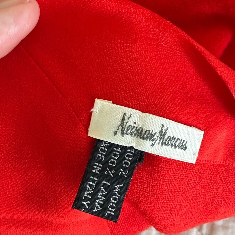 Neiman Marcus Red Wool & Silk Scarf - Picture 2 of 6